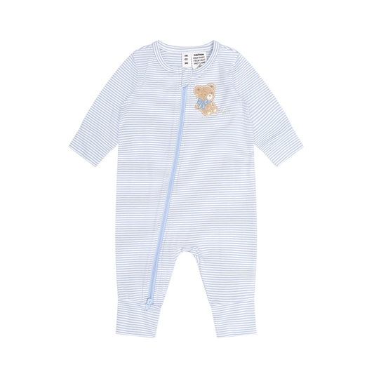 Bow Hux Stripe Zip Romper Blue