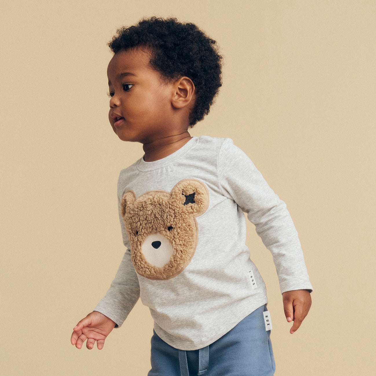 Furry Huxbear Top Grey Marle