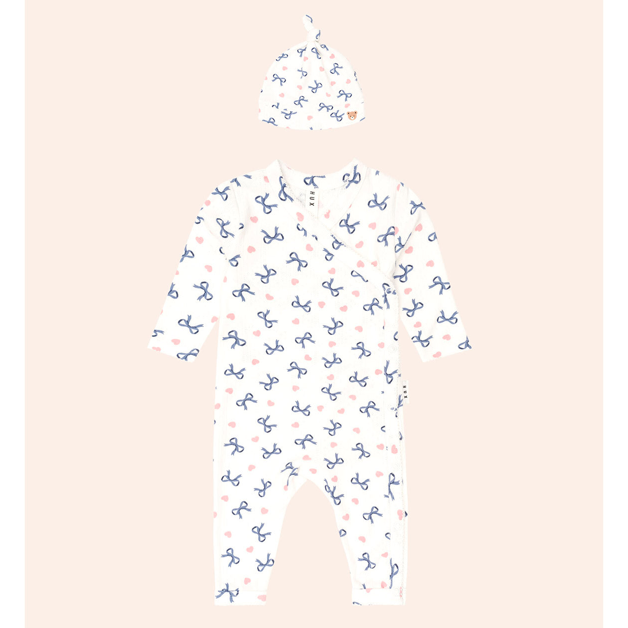 Hux Hearts & Bows Newborn Romper