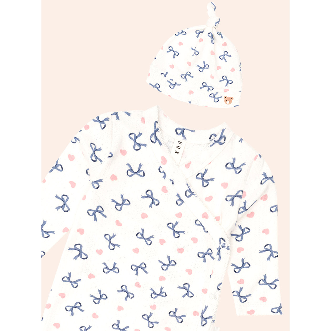 Hux Hearts & Bows Newborn Romper