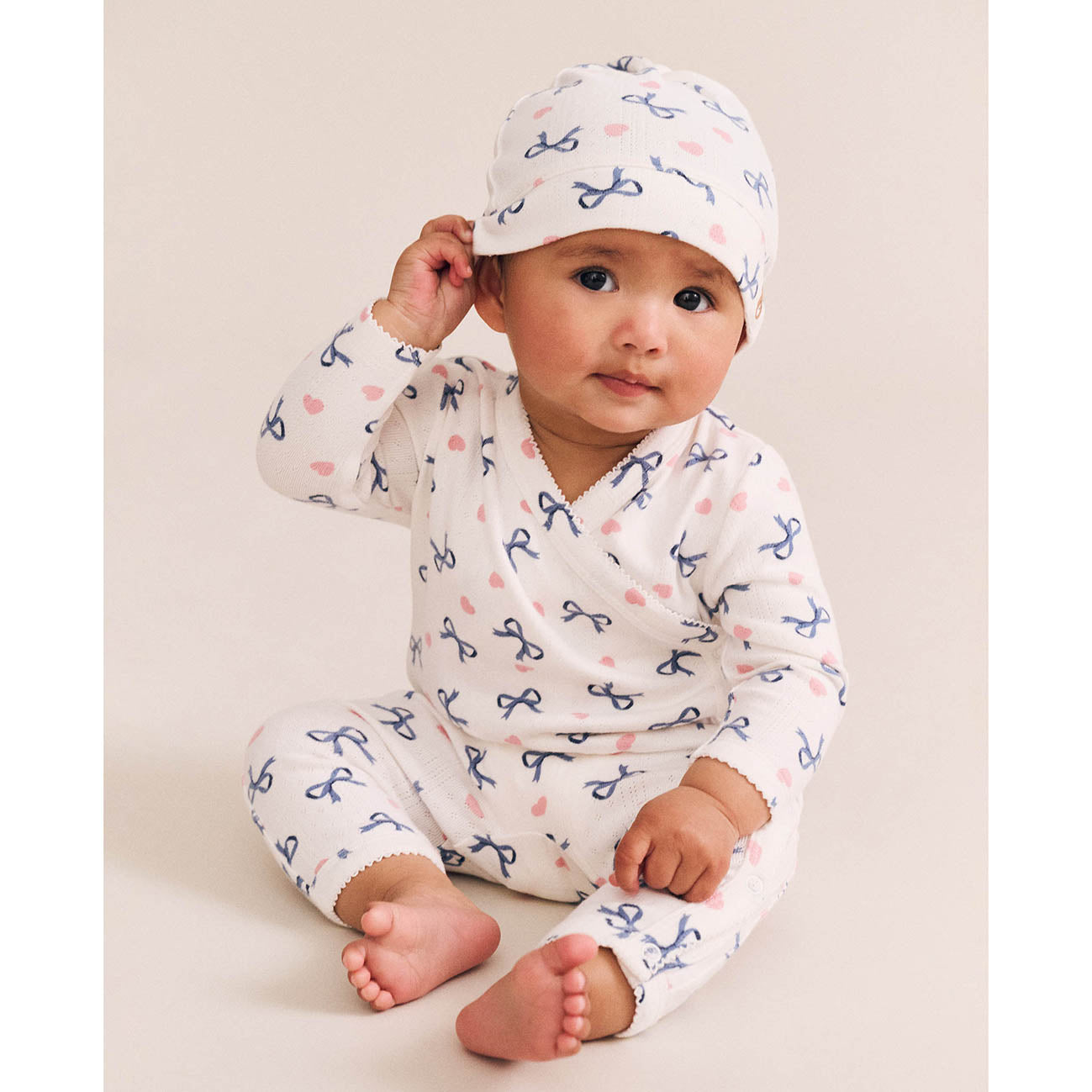Hux Hearts & Bows Newborn Romper