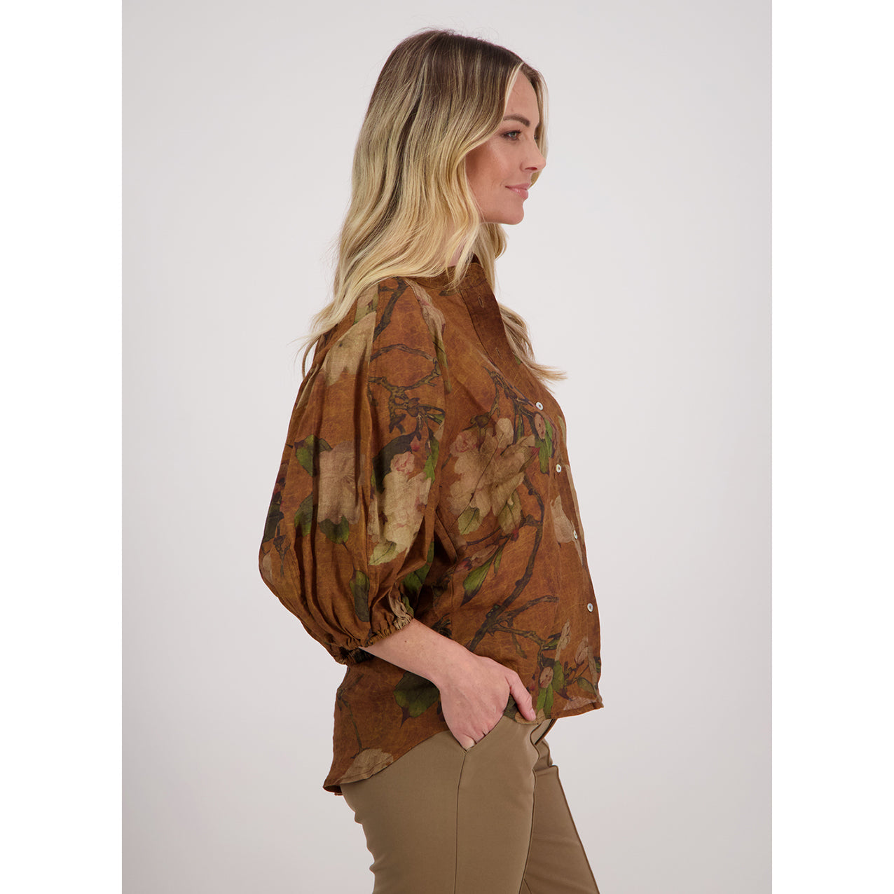 Harlow Top Tan Floral