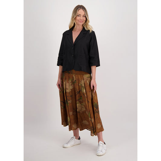 Briawood Hazelle Tan Floral Ramie Skirt