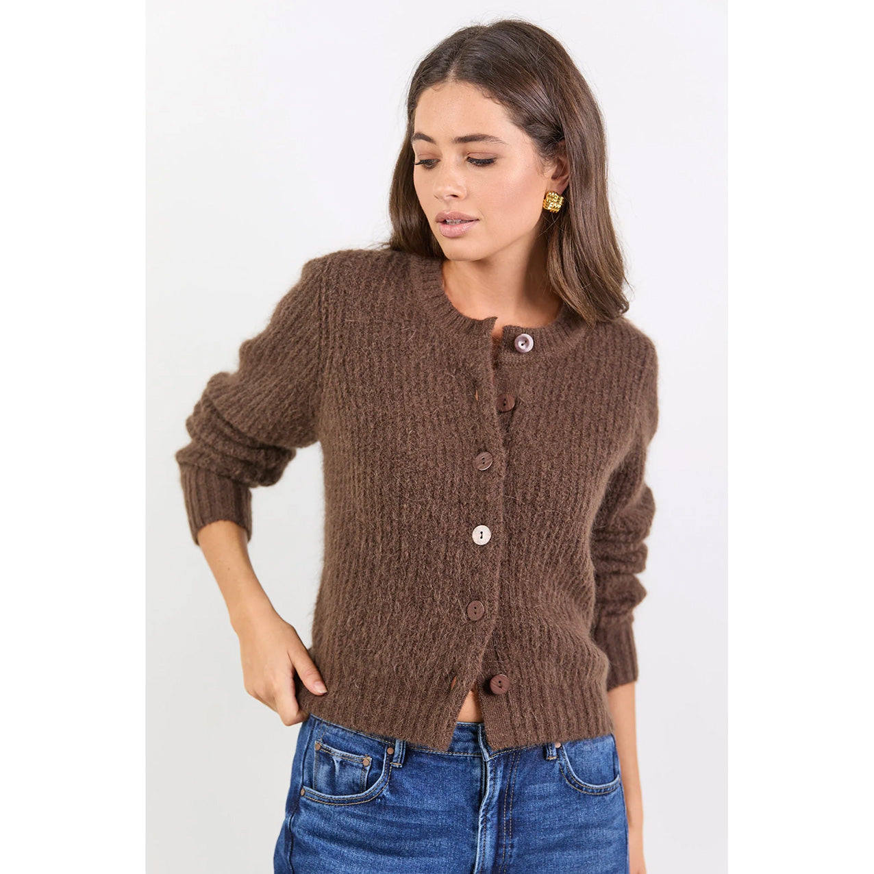 Highlight Chocolate Mohair Blend Cardigan