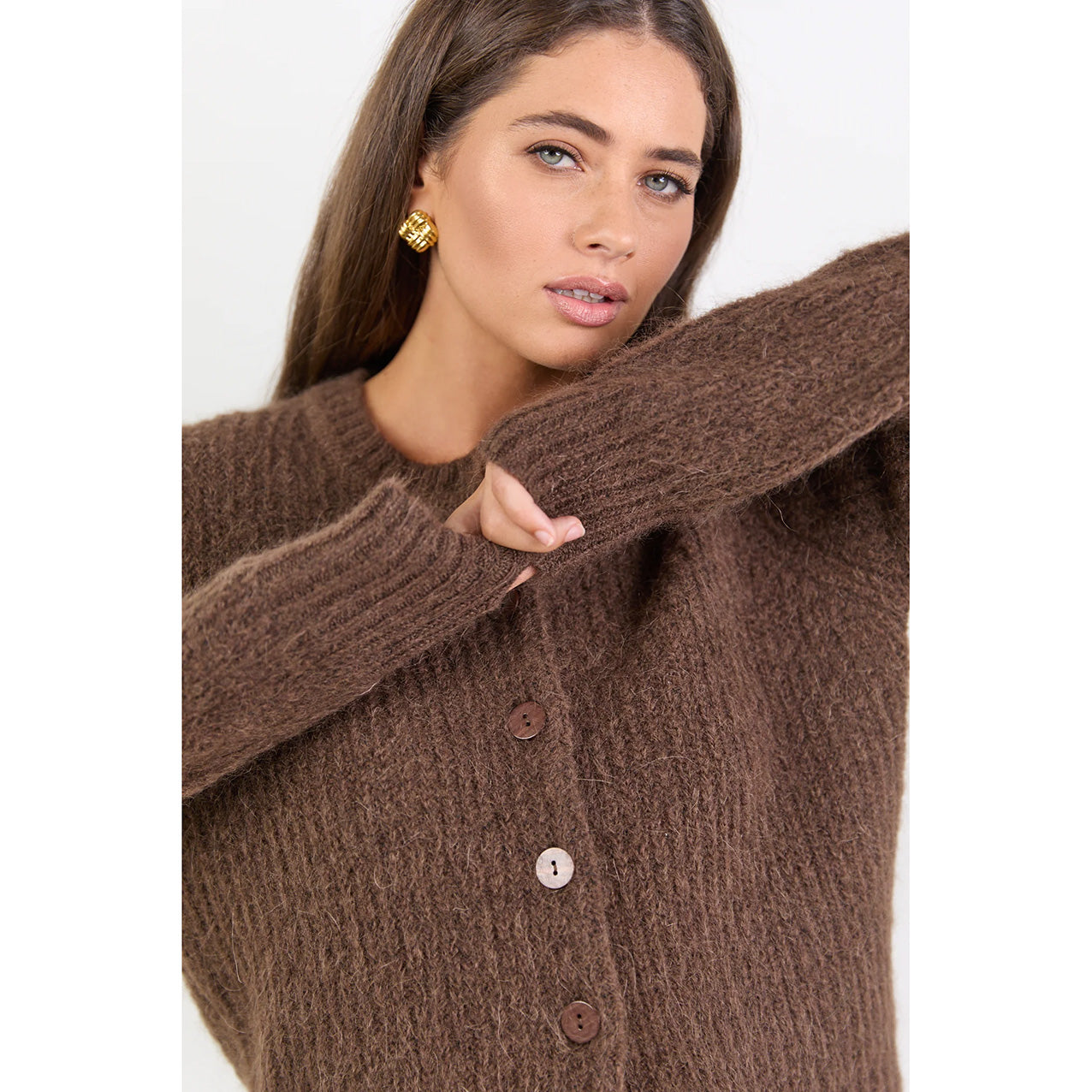 Highlight Chocolate Mohair Blend Cardigan