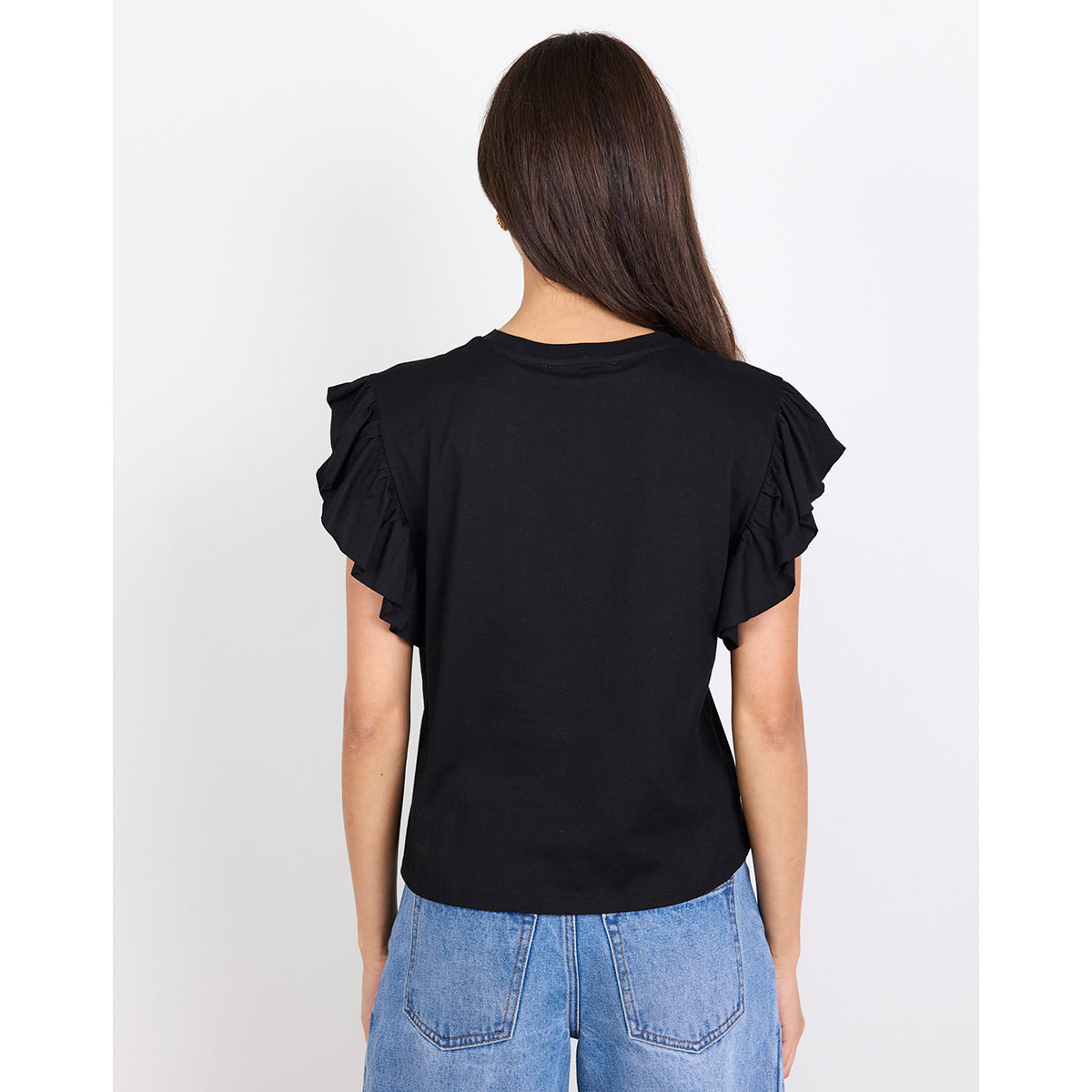 Hover Black Flutter Sleeve Tee