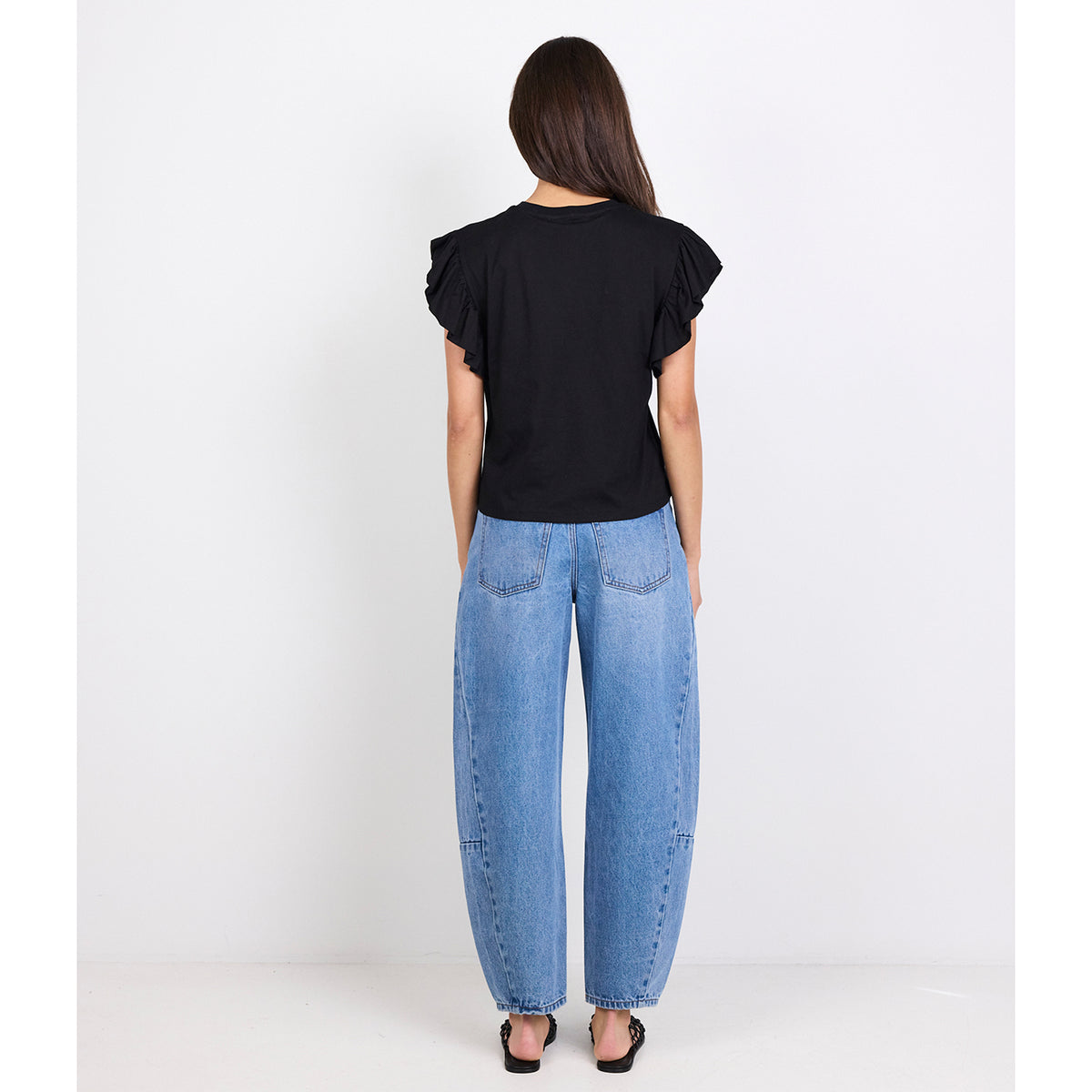 Hover Black Flutter Sleeve Tee