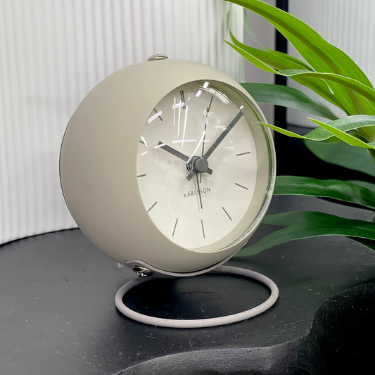 Globe Alarm Clock Warm Grey