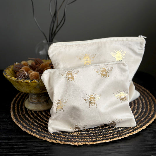 Velvet Bee Cosmetic Bag Peal/Gold