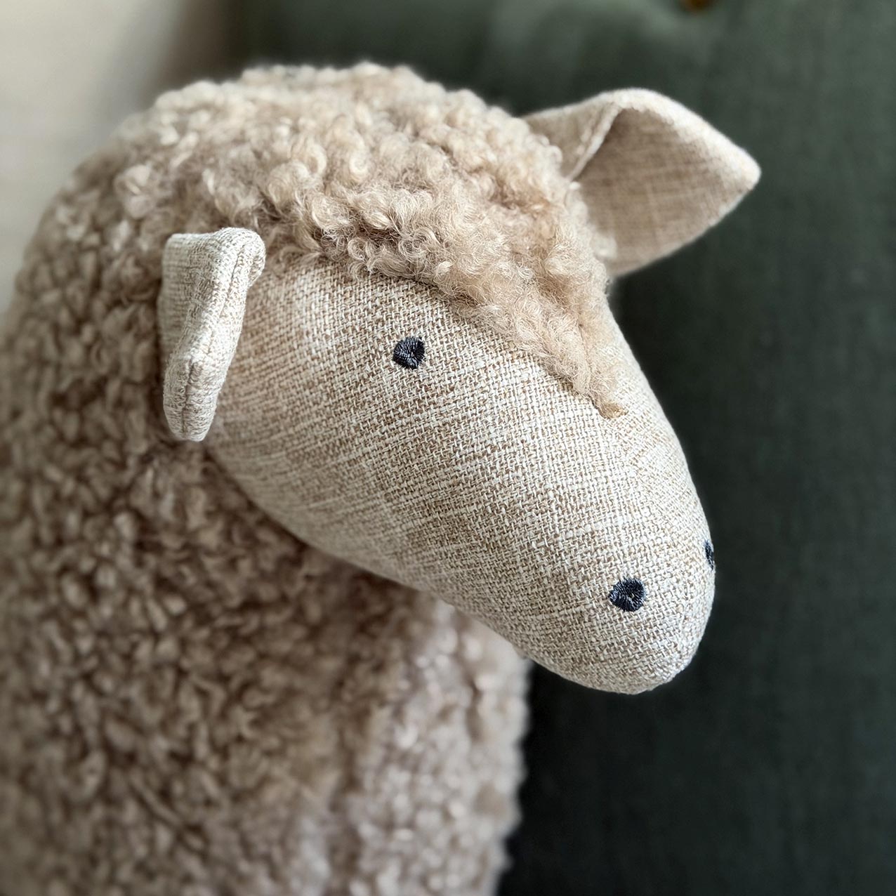 Sheep with Tartan Legs Cushion Caramel