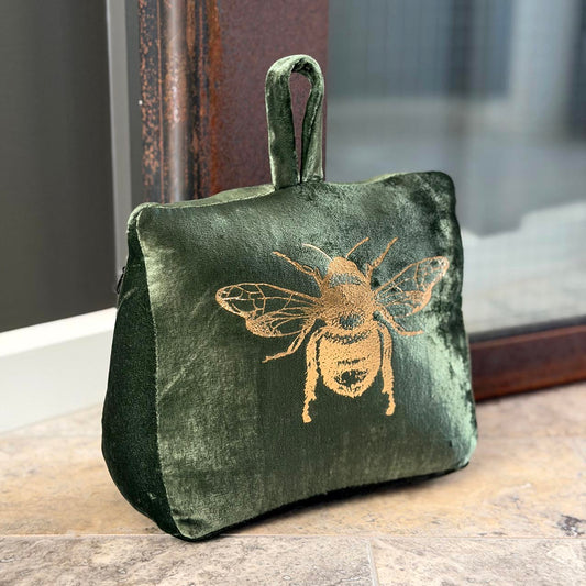 Velvet Bee Doorstop Green/Gold