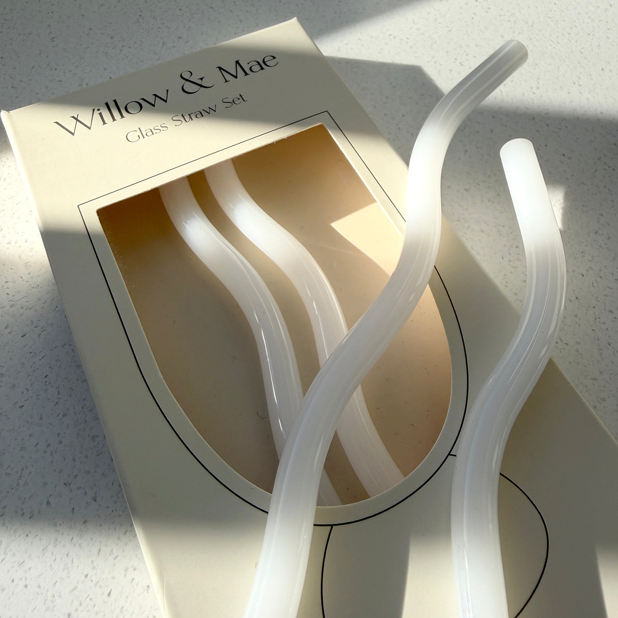 Curvy Reuseable Glass Straws Pk4 White