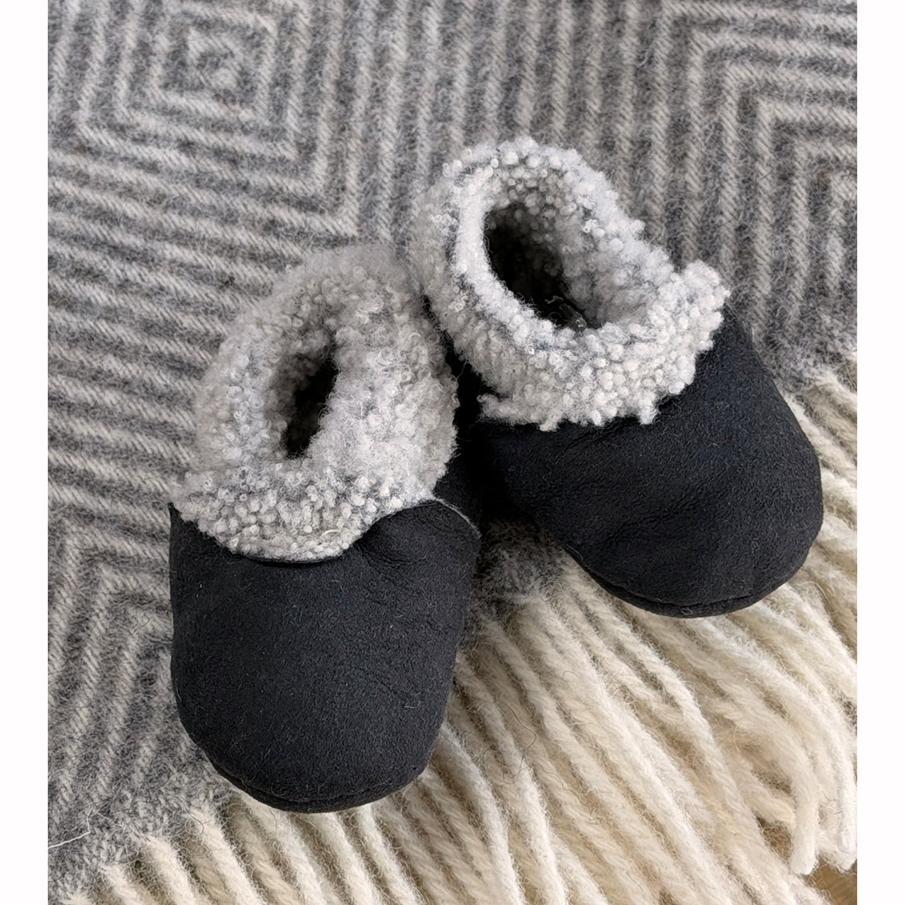 Lambskin Booties Dark Grey Suede