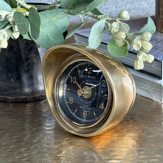 Curved Clock Antique Brass