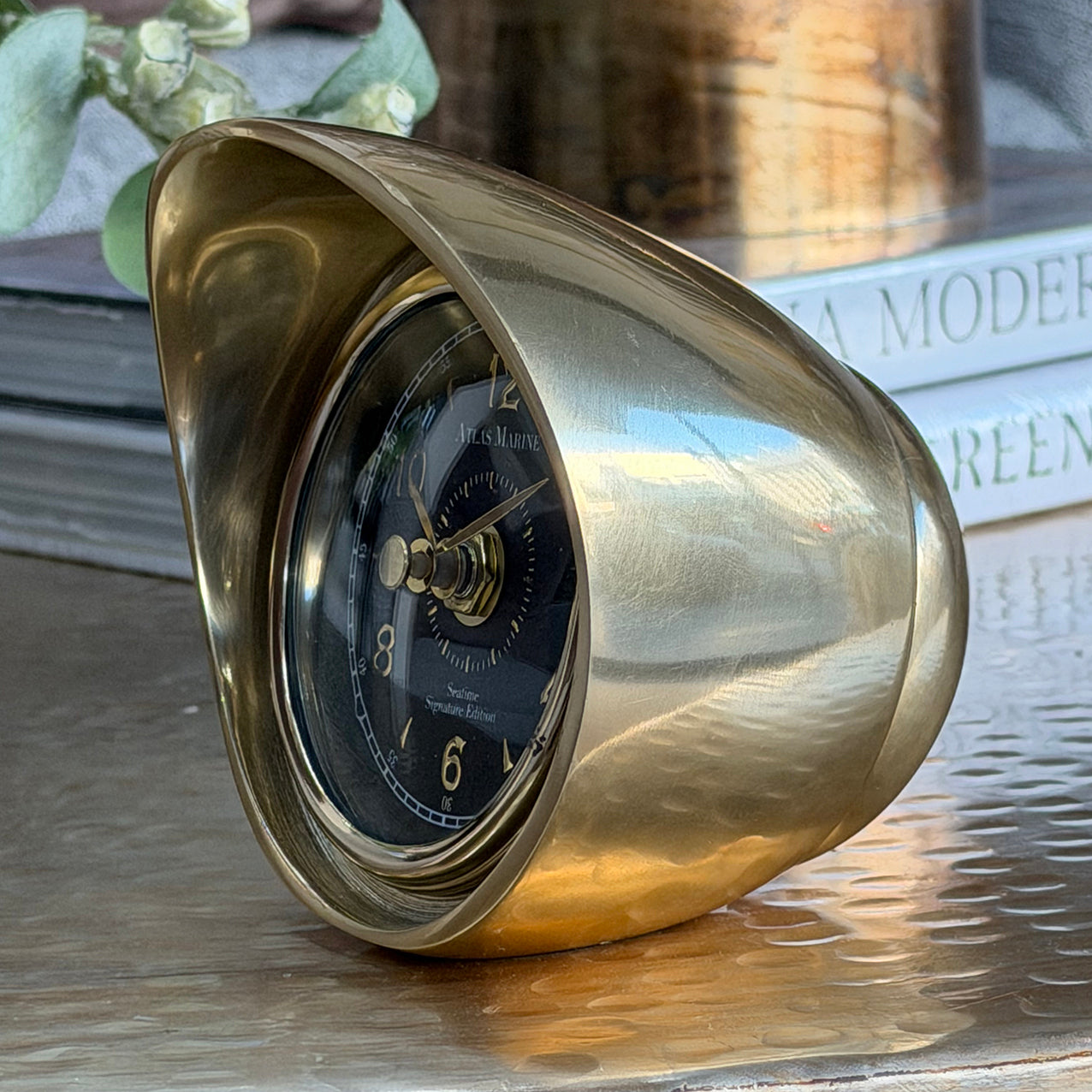 Curved Clock Antique Brass