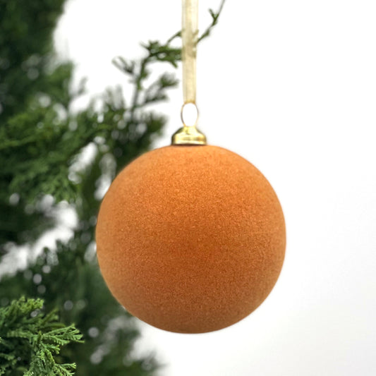 Flocked Bauble Amber