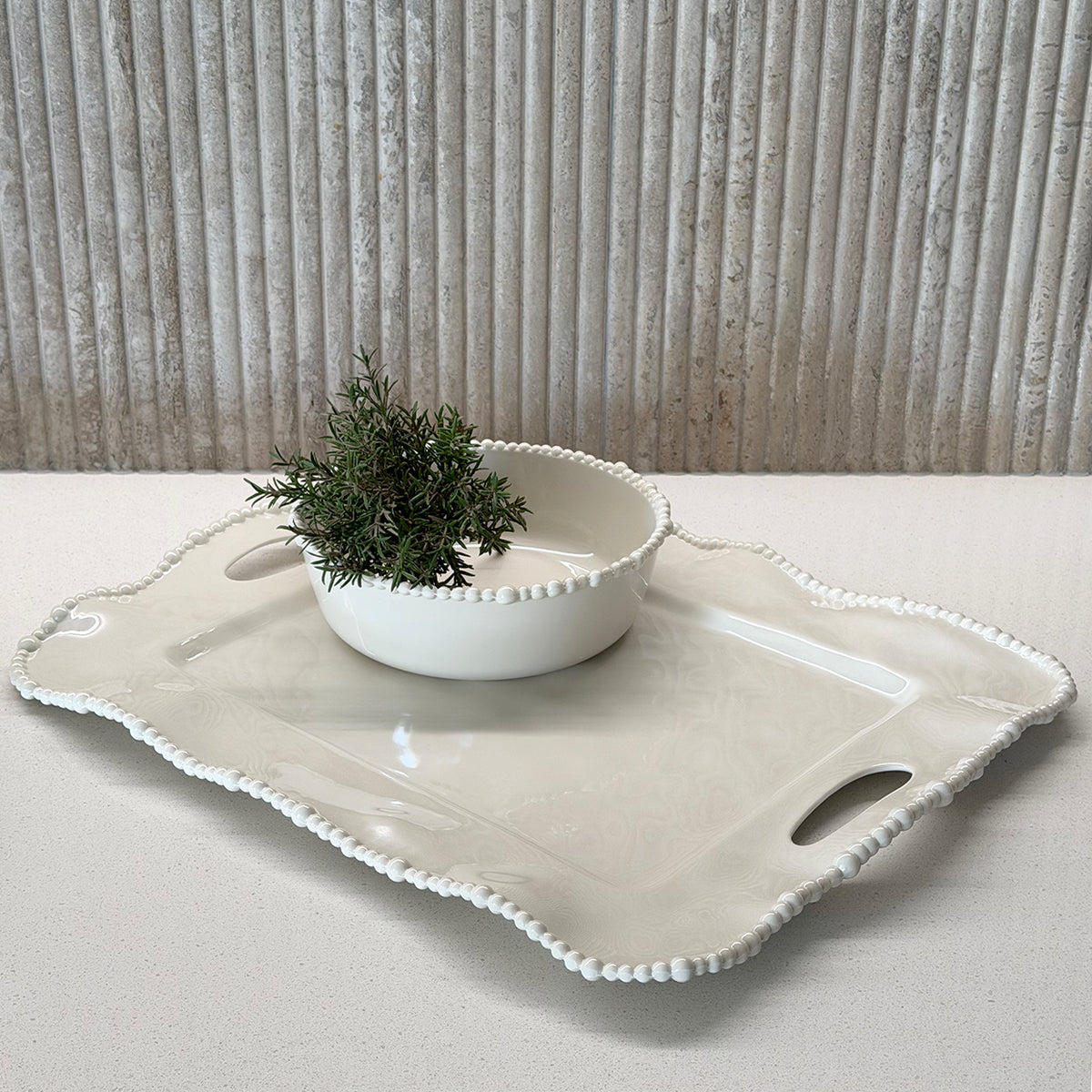 Melamine Pearl Sand Handle Tray 50cm