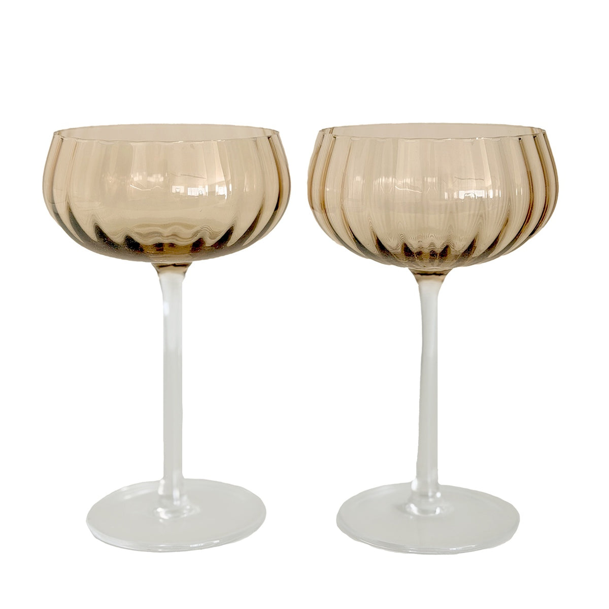 Ripple Light Amber Cocktail Glasses Set 2