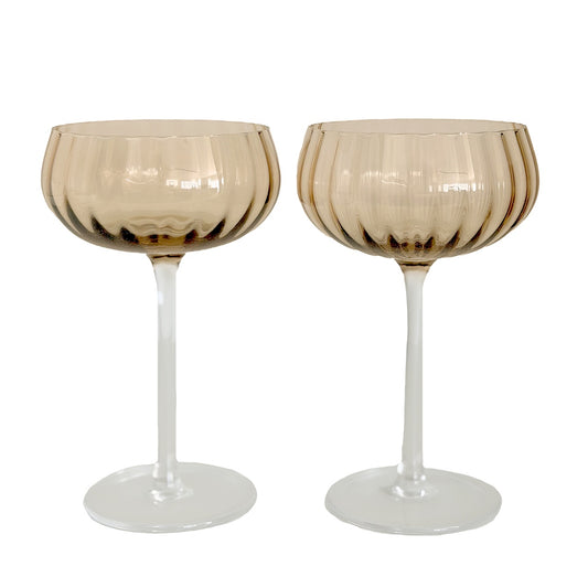 Ripple Light Amber Cocktail Glasses Set 2