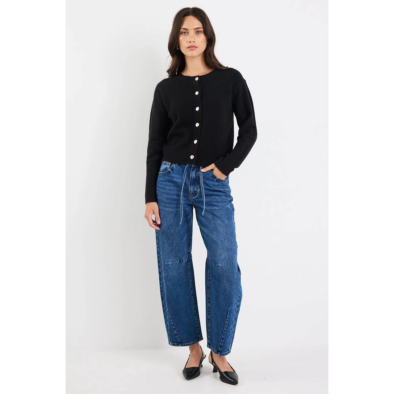 Imprint Black Knit Crewneck Cardigan