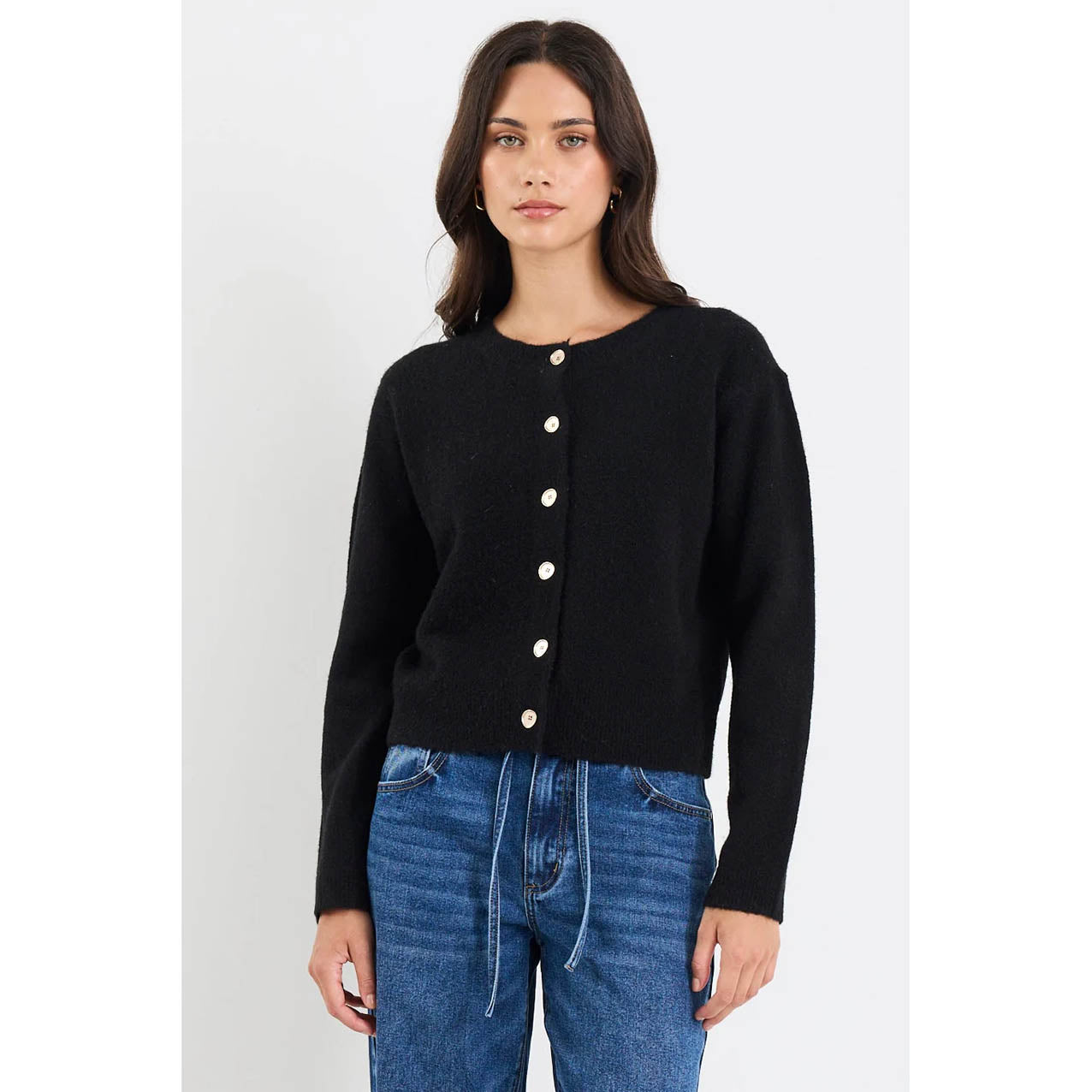 Imprint Black Knit Crewneck Cardigan