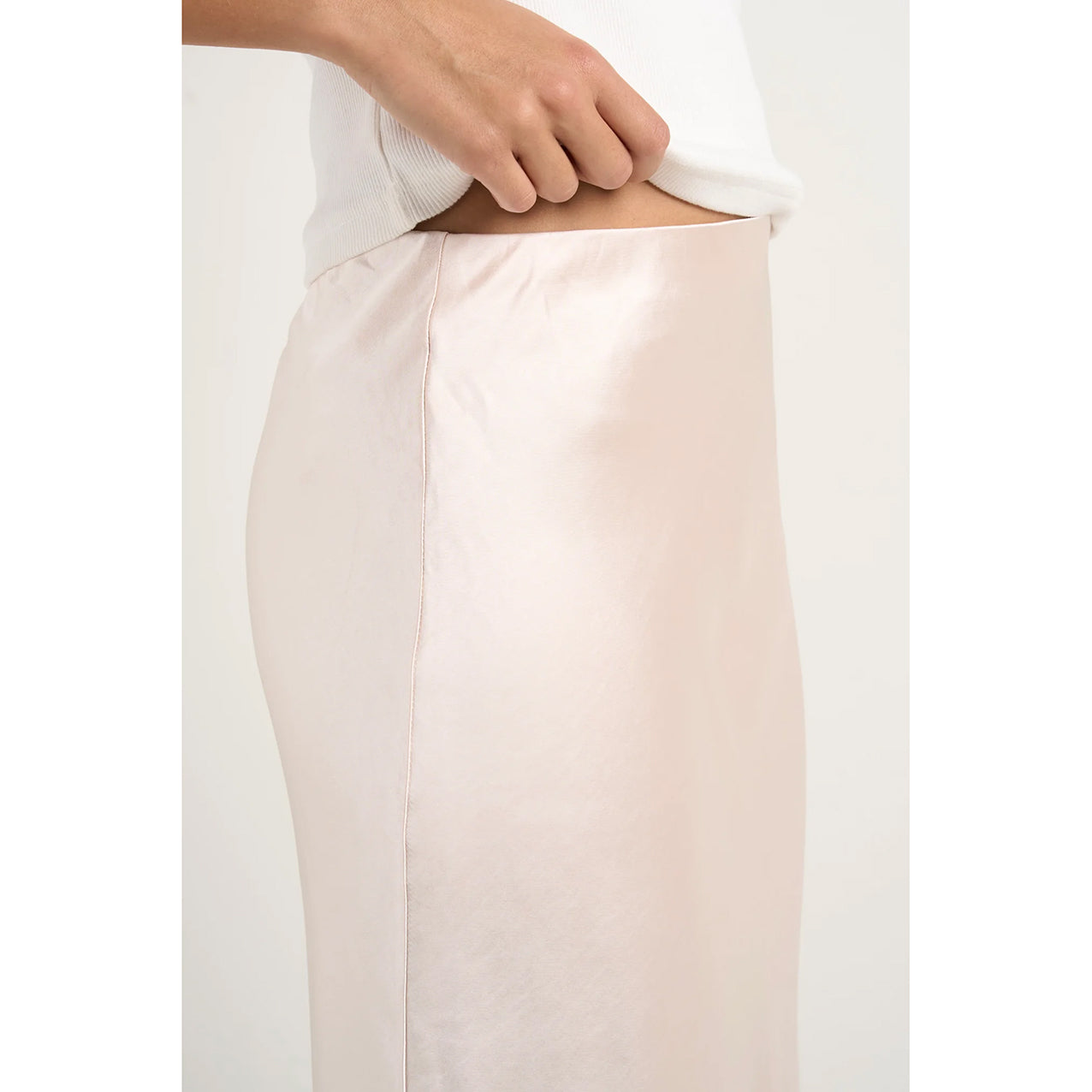 Ivy Champagne Satin Bias Midi Skirt