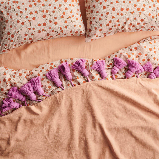 Peachy Lilac Tassel Throw