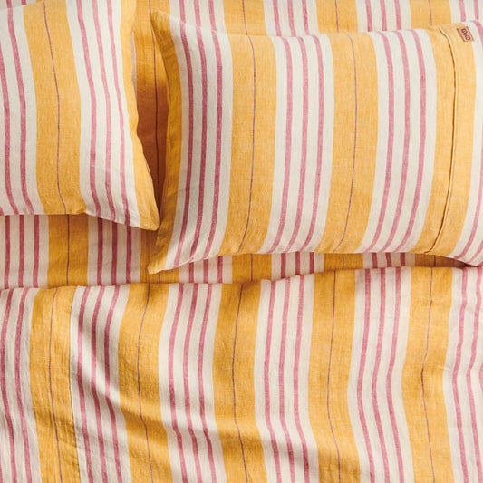 Sweet Stripe Woven Linen Pillowcases Standard Set 2