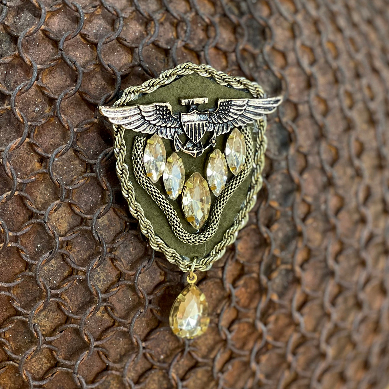 Khaki Shield Brooch