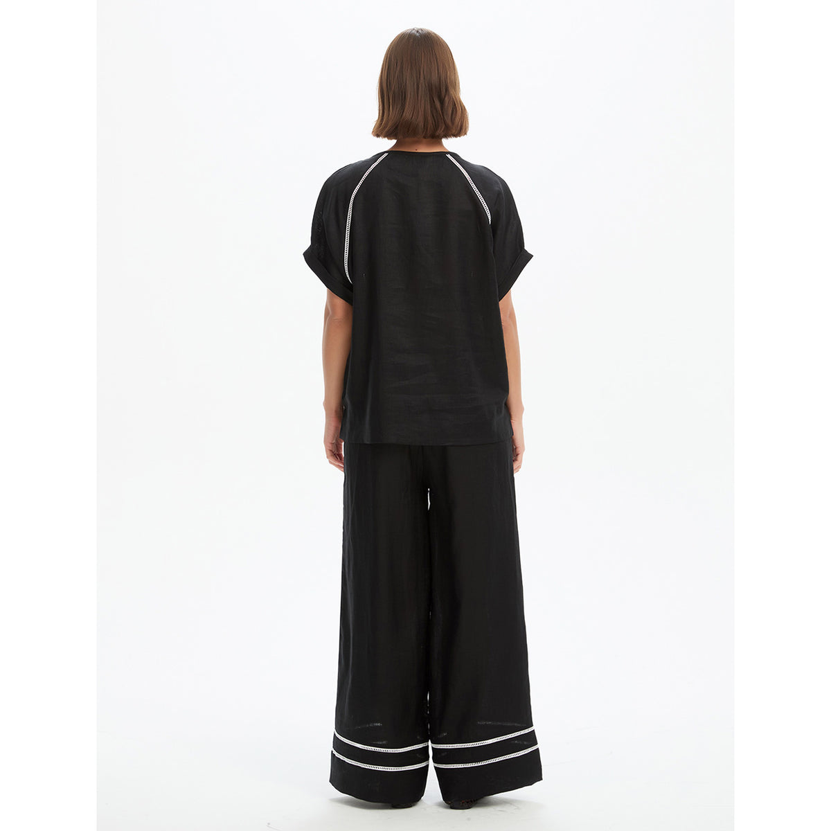 Ladder Raglan Sleeve Top Black