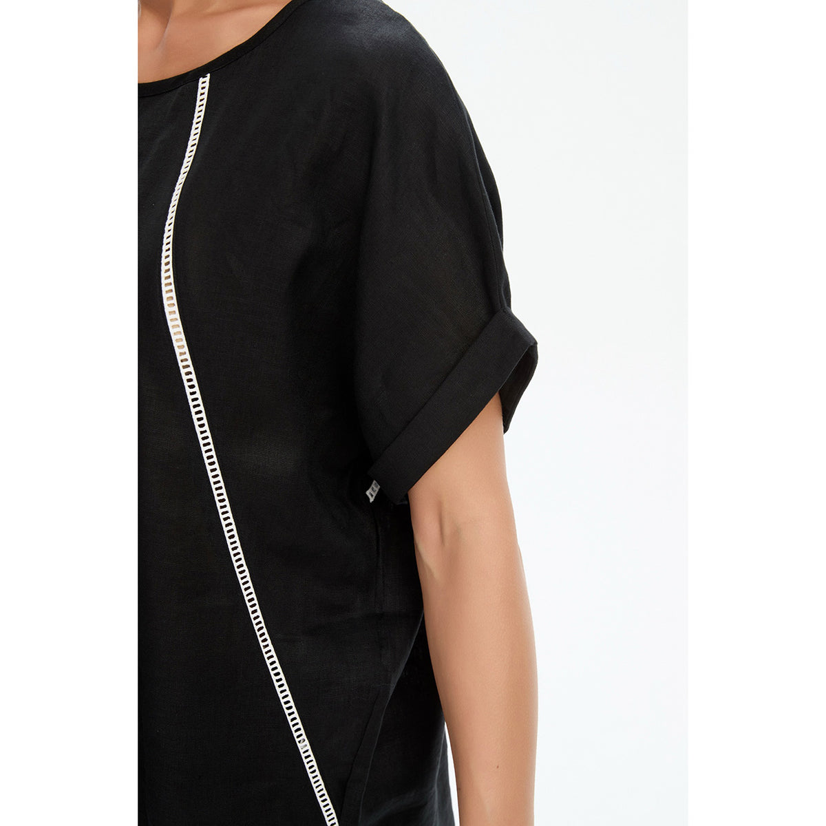Ladder Raglan Sleeve Top Black