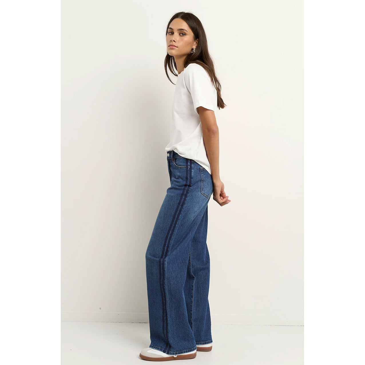 Manhattan Side Stripe Wide Leg Jean