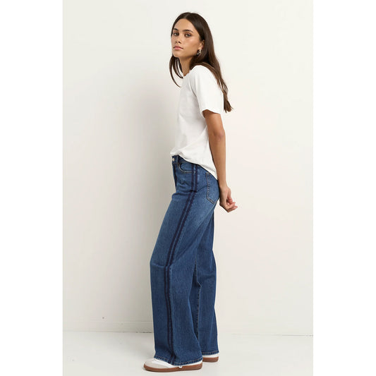 Manhattan Side Stripe Wide Leg Jean