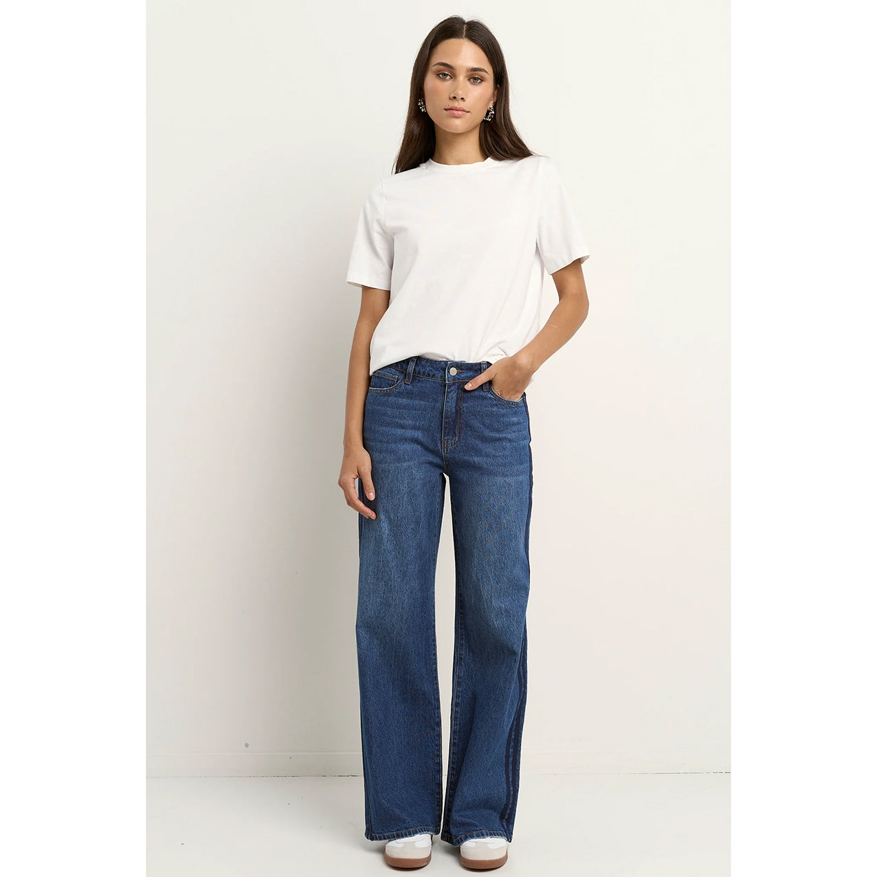Manhattan Side Stripe Wide Leg Jean