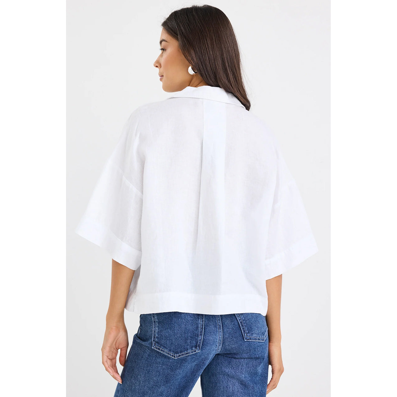 Meander White Linen Boxy SS Shirt