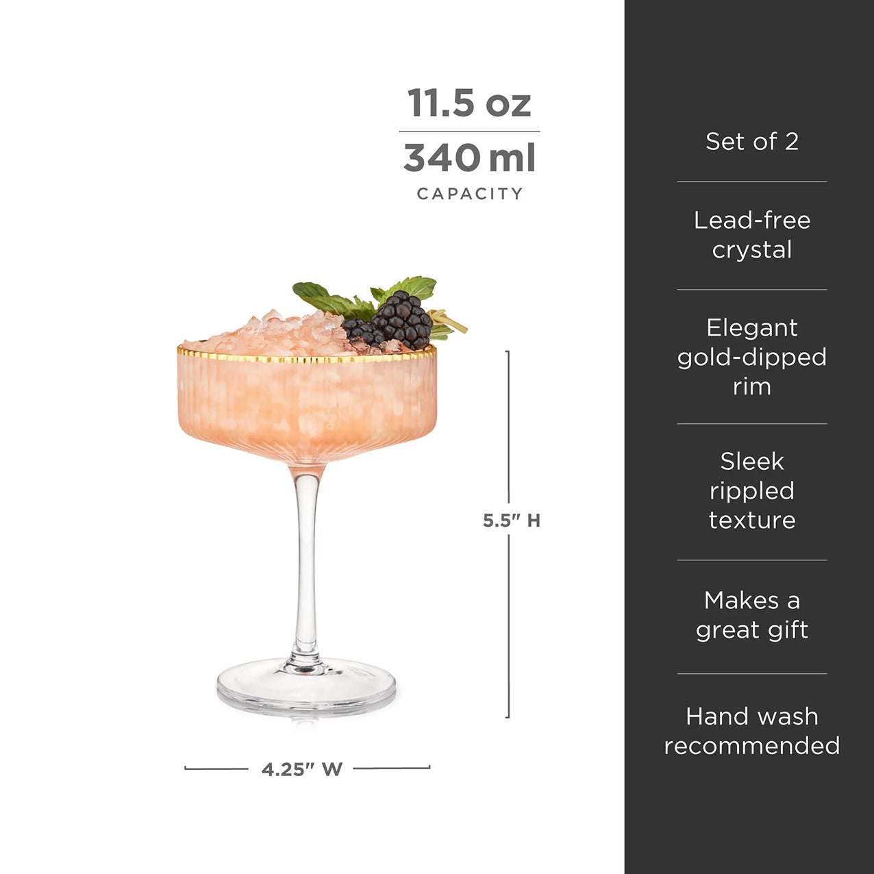 Meridian Crystal Coupe Glasses Set 2