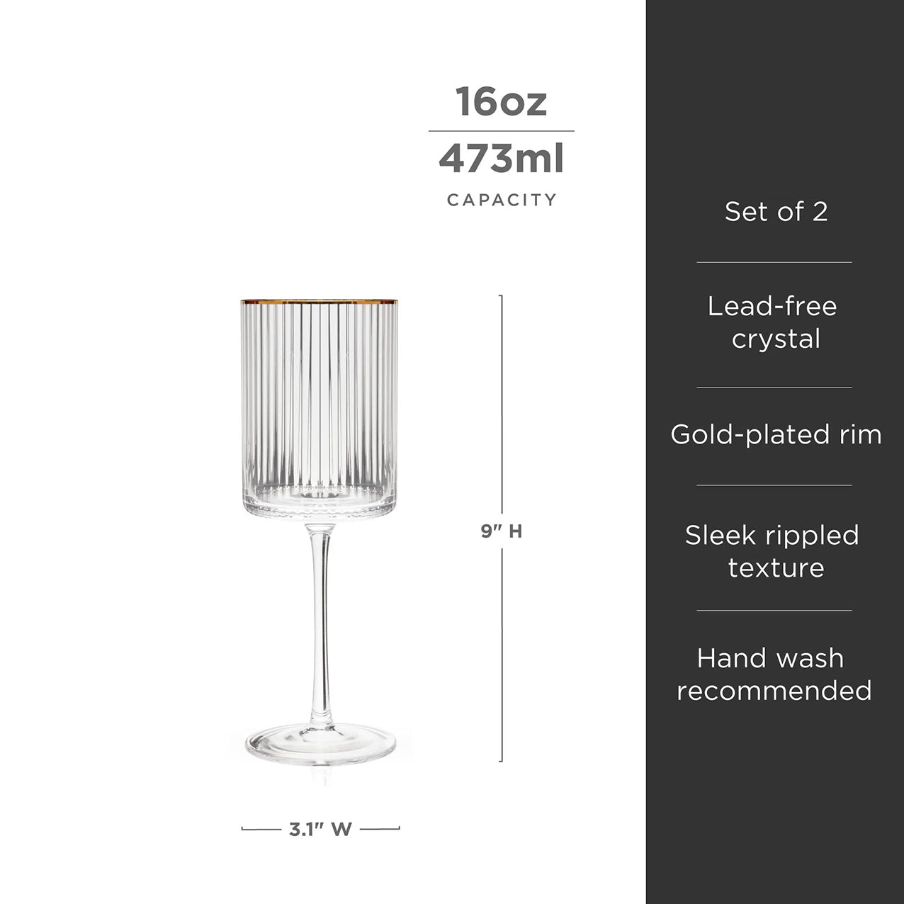 Meridian Crystal Wine Glasses Set 2