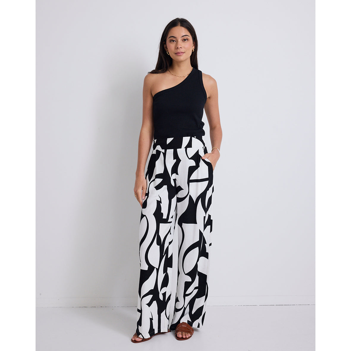 Metropolitan Cutout Print Wide Leg Pants