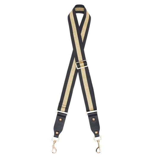 Antler Bag Strap Middle Gold Stripe Black