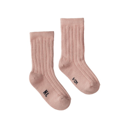 Organic Cotton Rib Socks Rose Bud