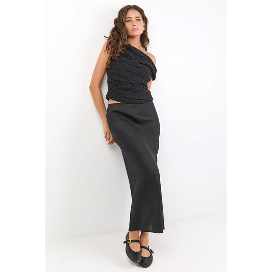 Bliss Black Linen Skirt