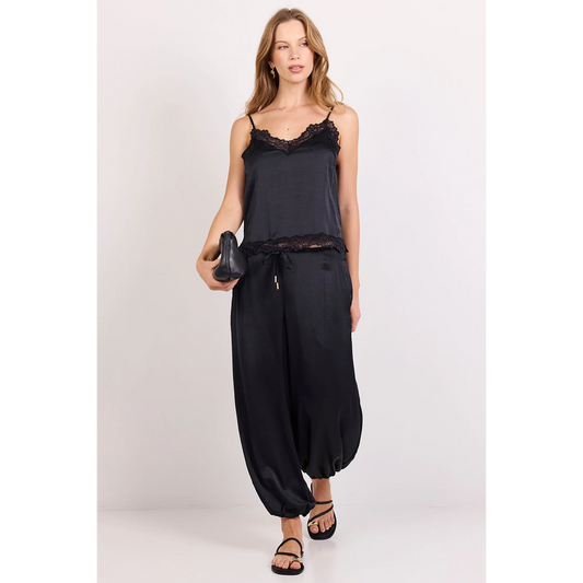 Fluidity Black Satin Balloon Pants