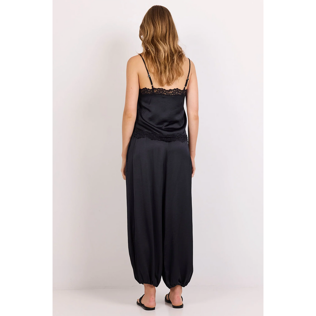 Fluidity Black Satin Balloon Pants