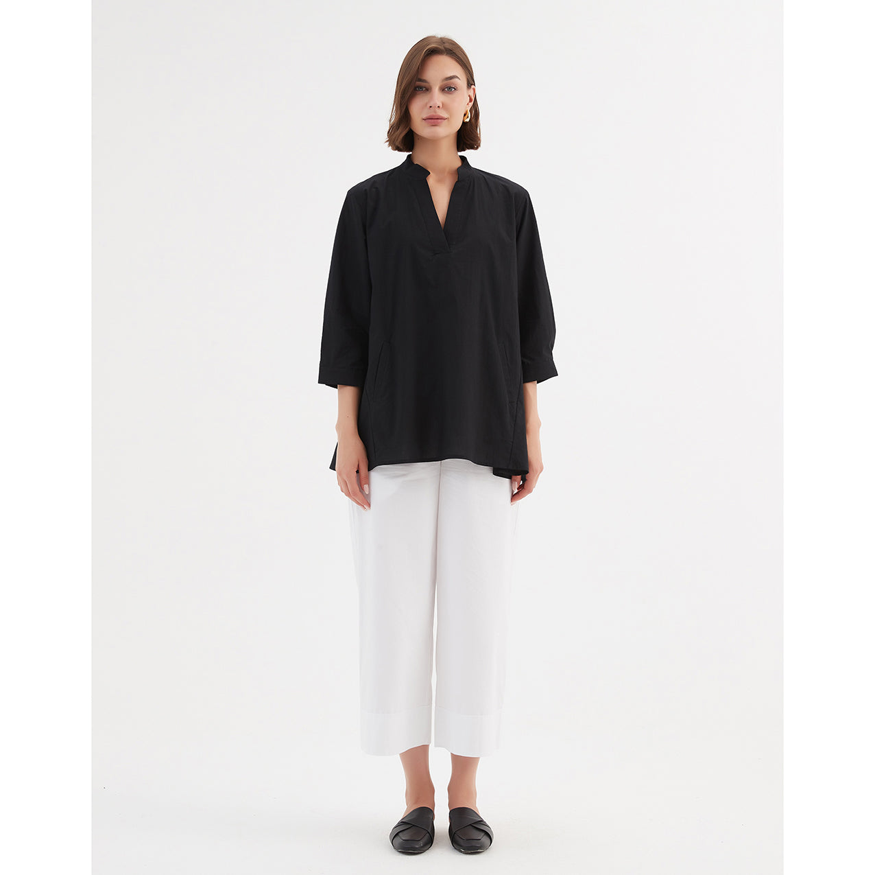 Notch Collar Shirt Black