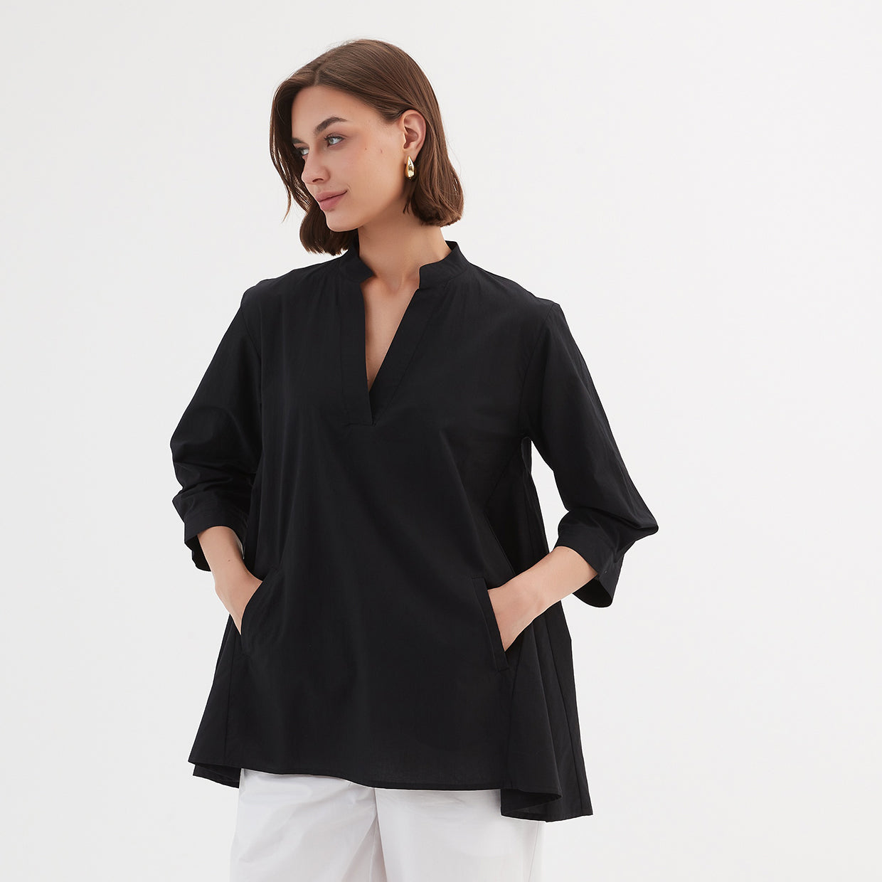 Notch Collar Shirt Black