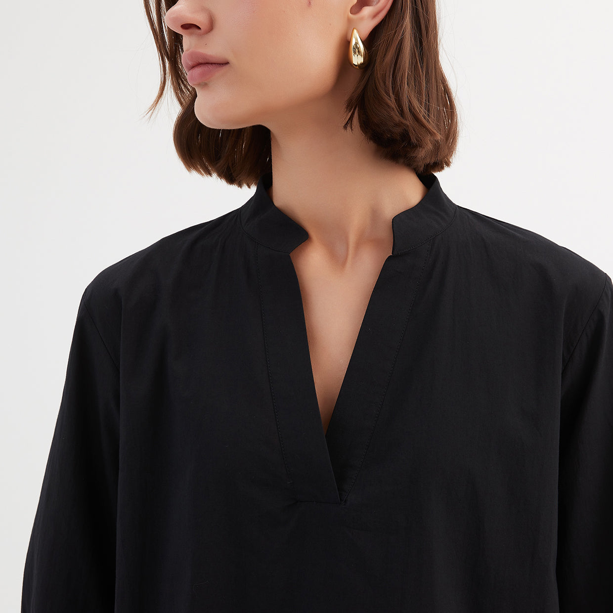 Notch Collar Shirt Black