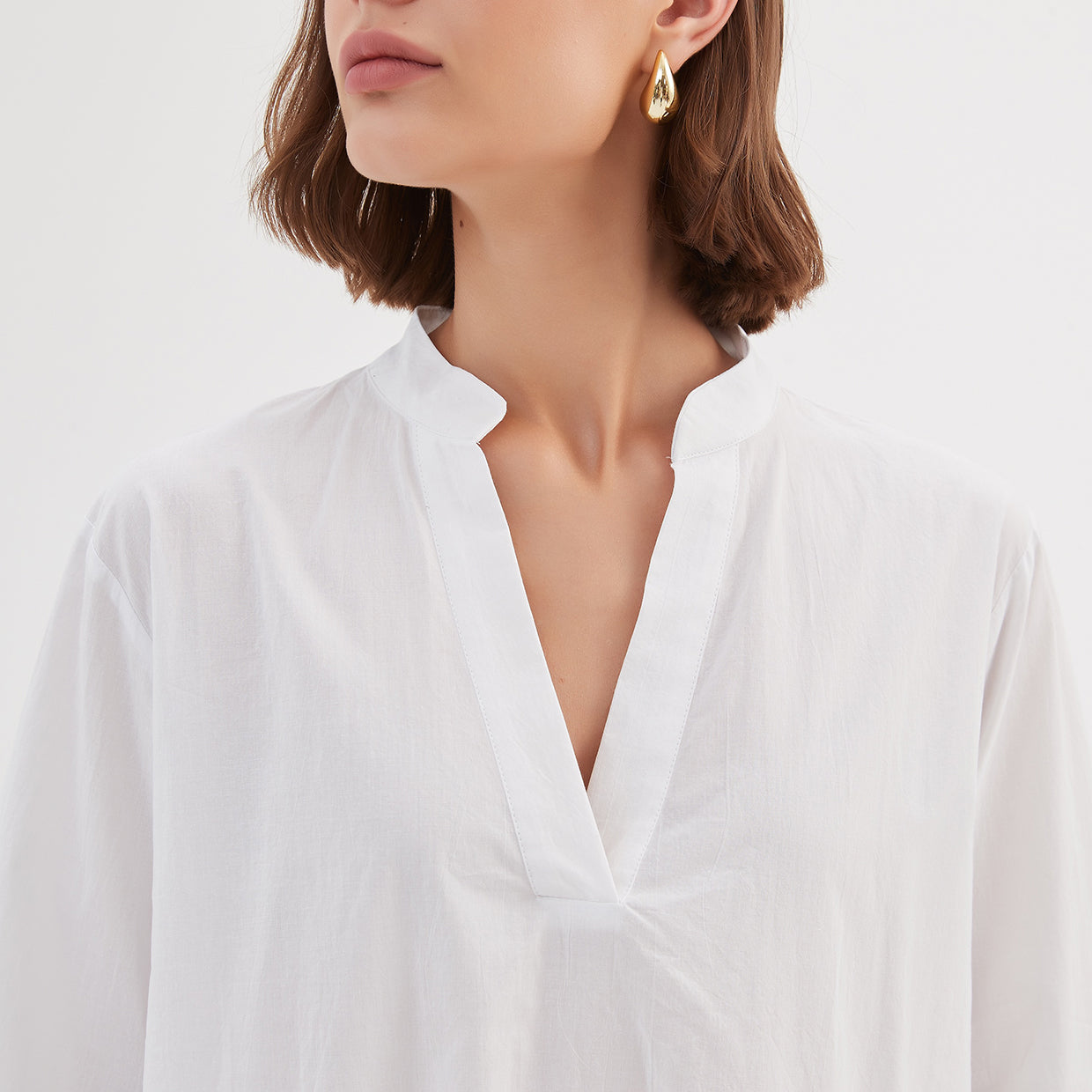 Notch Collar Shirt White