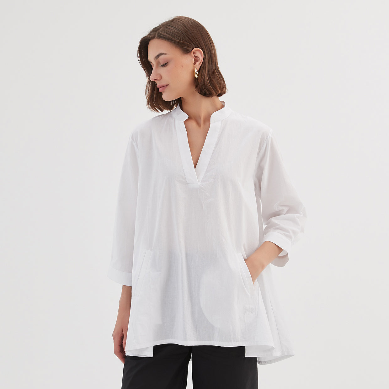 Notch Collar Shirt White