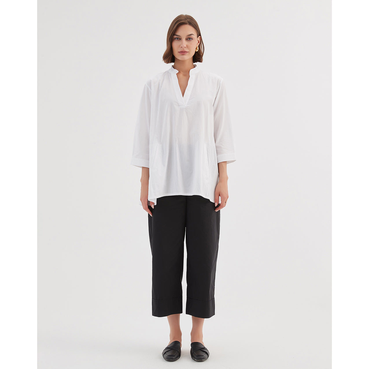 Notch Collar Shirt White