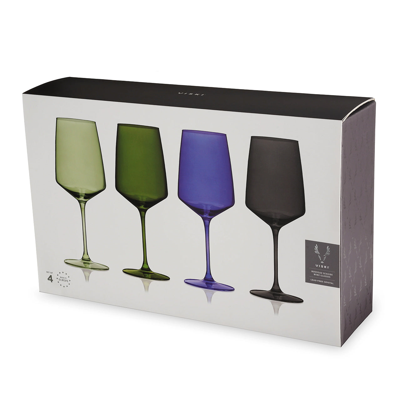 Nouveau Seaside Crystal Wine Glasses Set 4